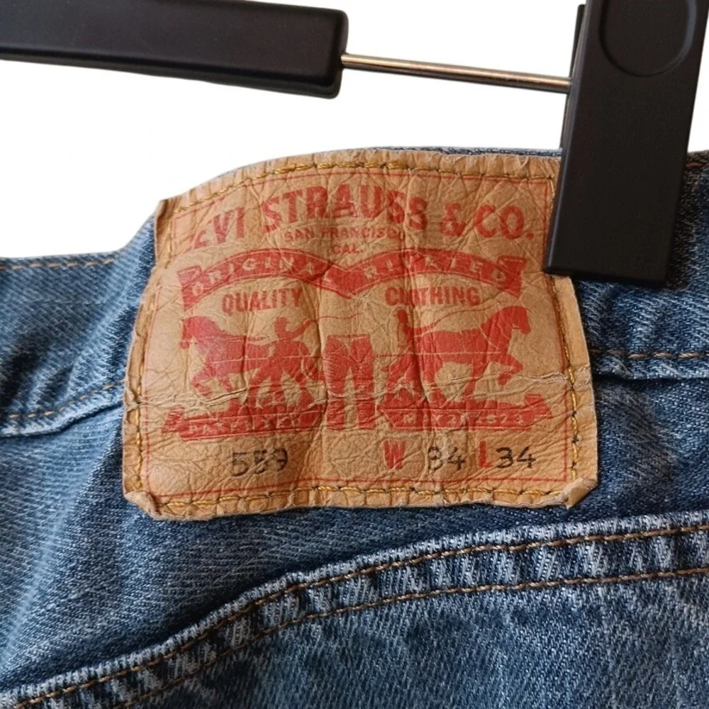 Levis Men's 559 Blue Medium Wash Denim Relaxed Straight Jeans Size 34x34